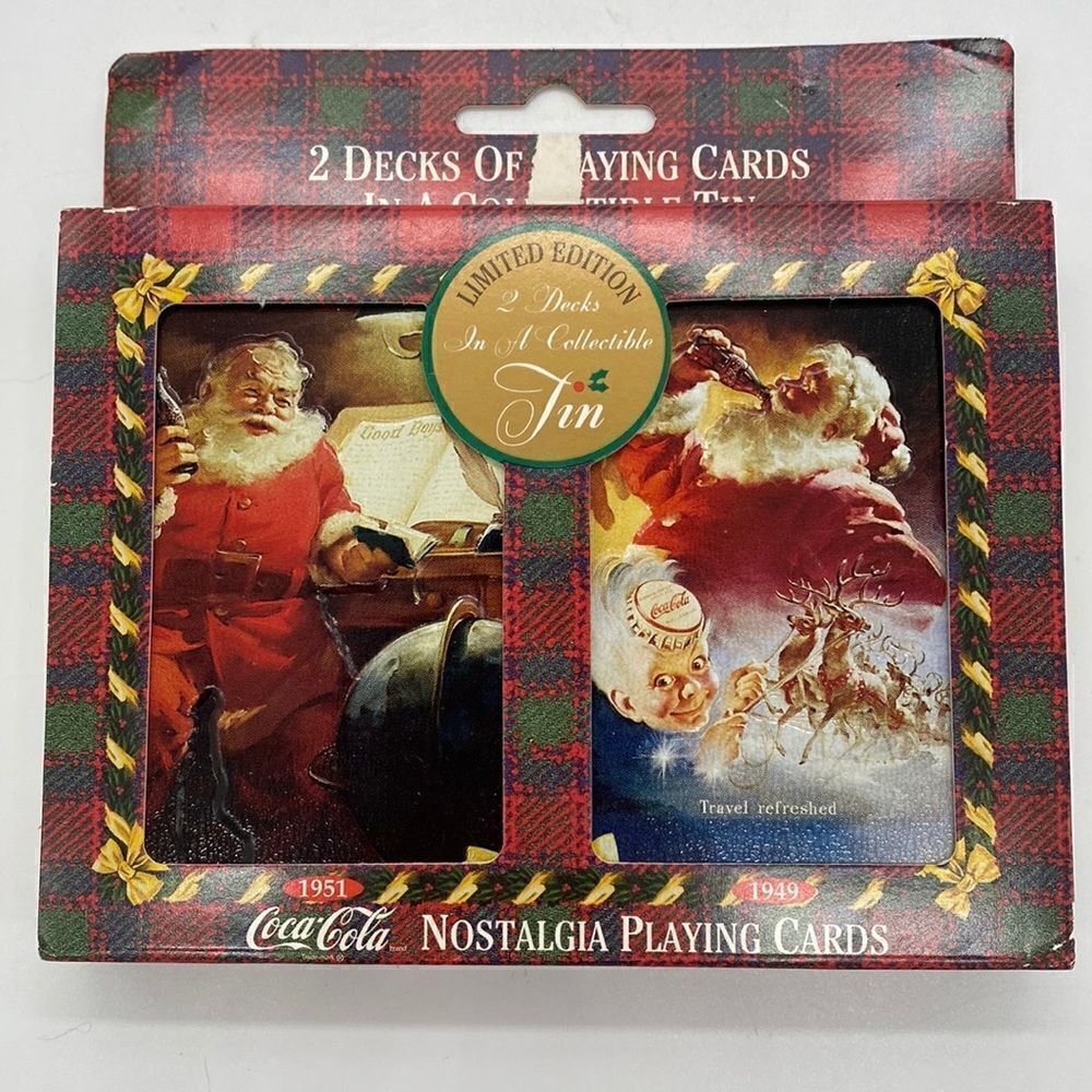Vintage 2 Decks Coca-Cola Santa Claus Playing Cards NOS 1997